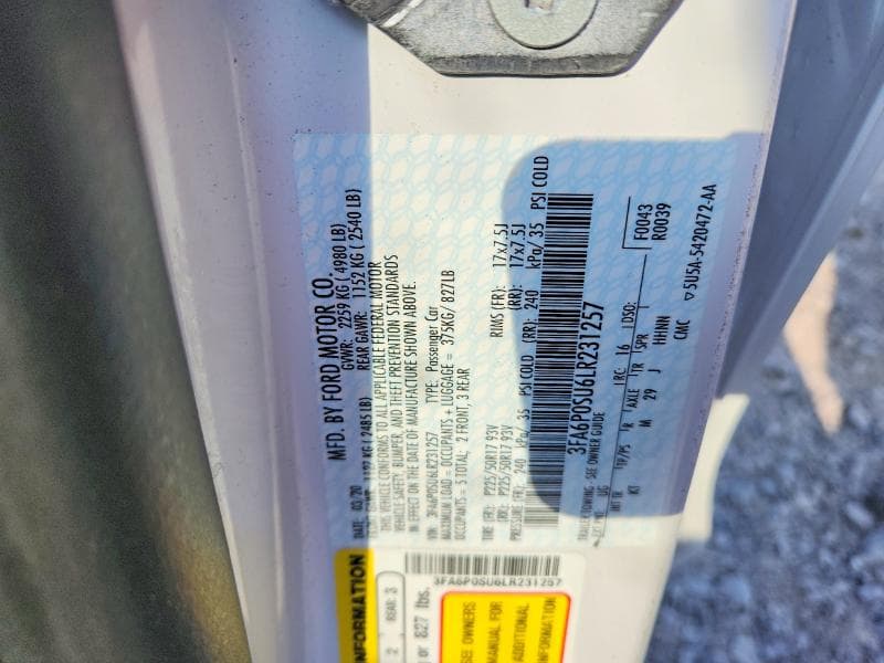 2020 FORD FUSION TITANIUM 13