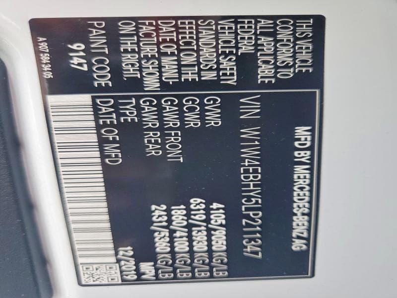 2020 MERCEDES-BENZ SPRINTER 2500 DELIVERY VAN 2500 14