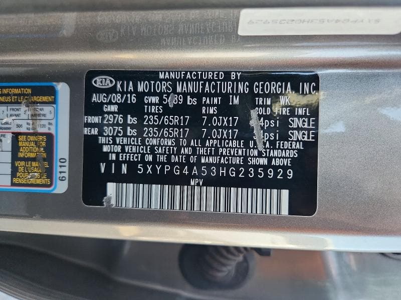 2017 KIA SORENTO LX V6 14
