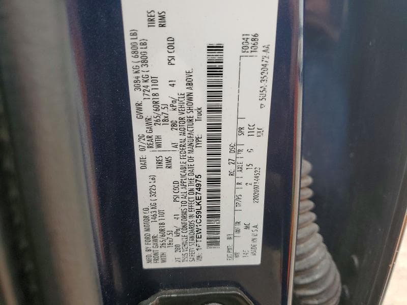 2020 FORD F150 SUPERCREW SUPERCREW 12