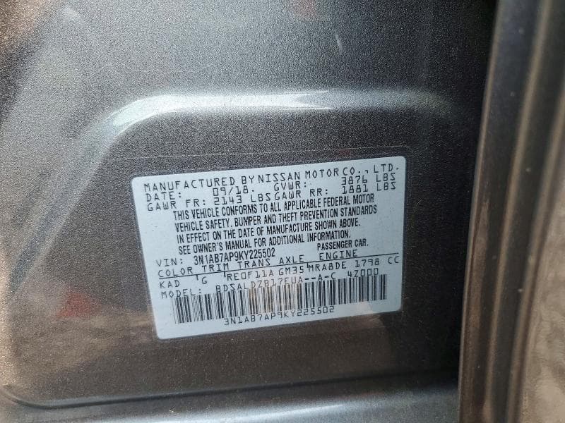2019 NISSAN SENTRA SV SV 12