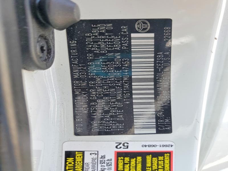 2021 TOYOTA CAMRY SE 12