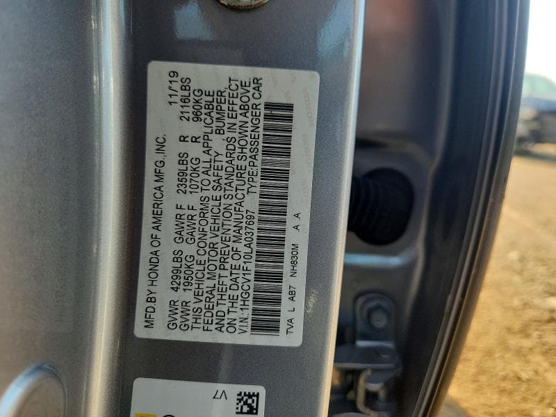 2020 HONDA ACCORD LX LX 12