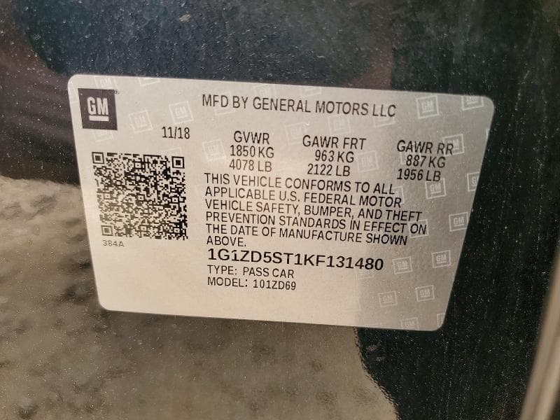 2019 CHEVROLET MALIBU LT 12
