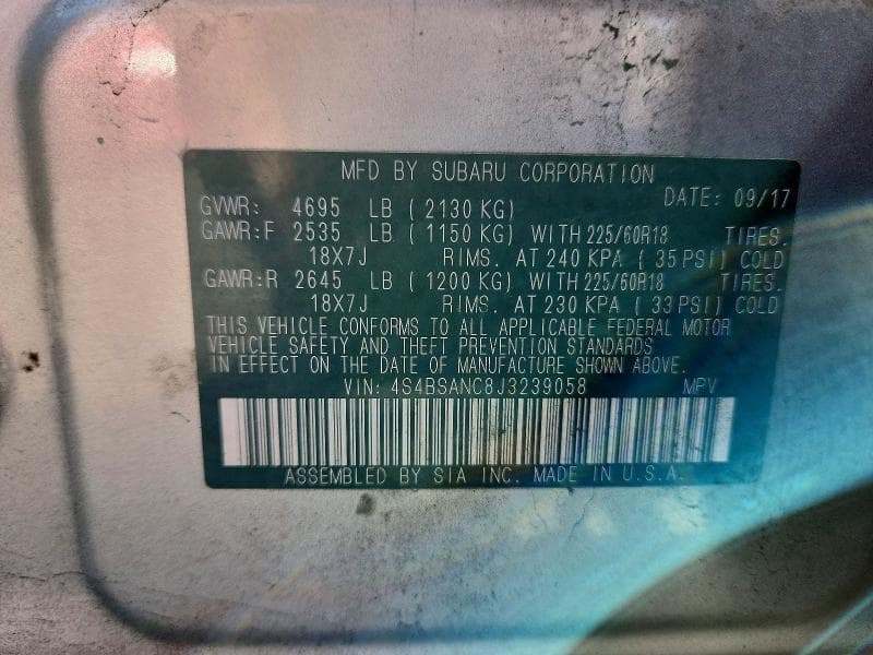 2018 SUBARU OUTBACK 2.5I LIMITED 13