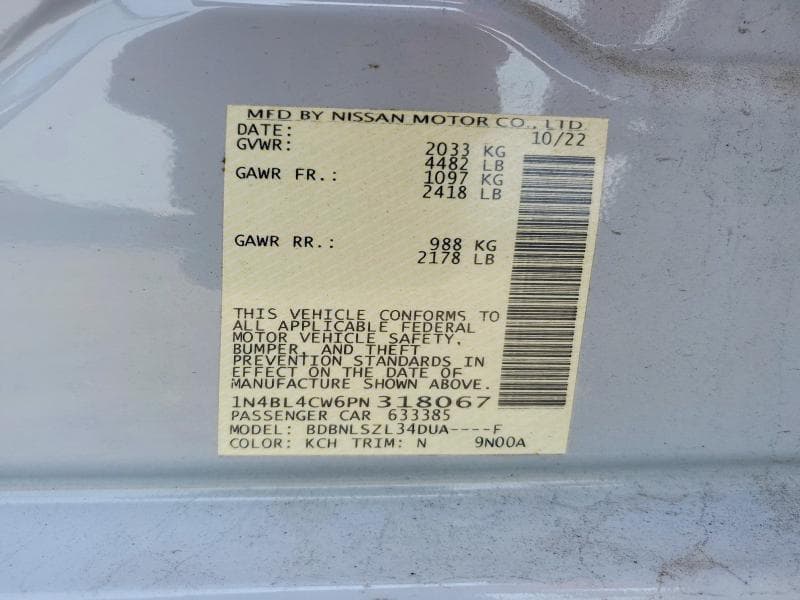 2023 NISSAN ALTIMA SR 12