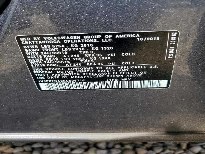 2019 VOLKSWAGEN ATLAS SEL 13