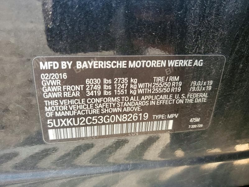 2016 BMW X6 XDRIVE35I 12