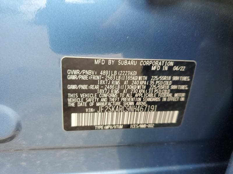2022 SUBARU FORESTER TOURING 13