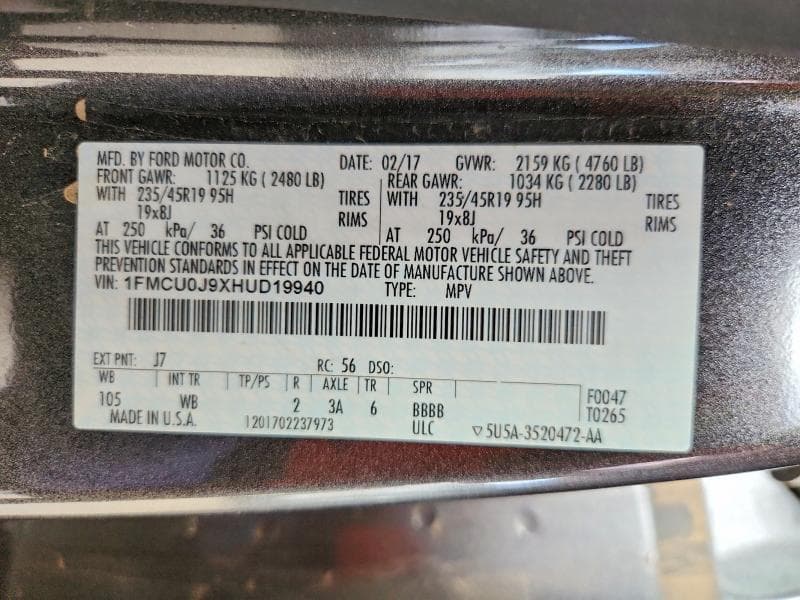2017 FORD ESCAPE TITANIUM TITANIUM 13