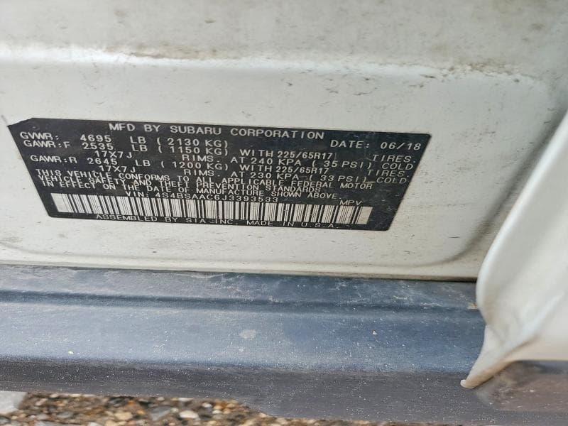 2018 SUBARU OUTBACK 2.5I 2.5I 12
