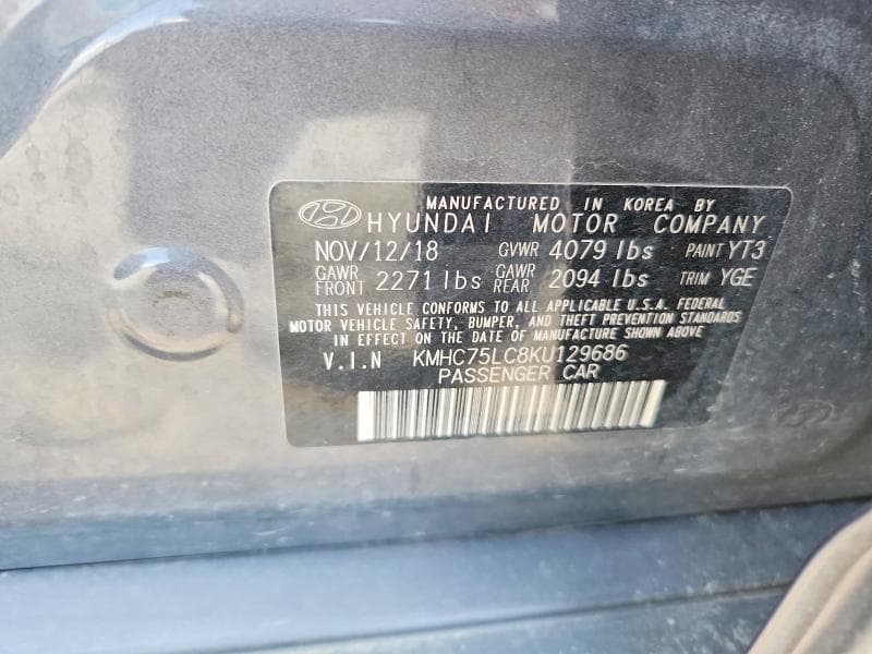 2019 HYUNDAI IONIQ SEL SEL 12