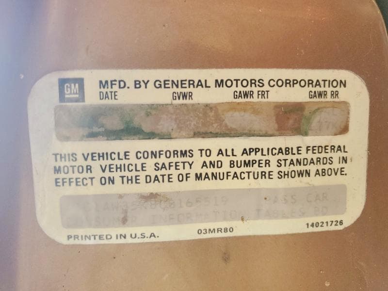 1982 CHEVROLET MALIBU CLASSIC CLASSIC 13