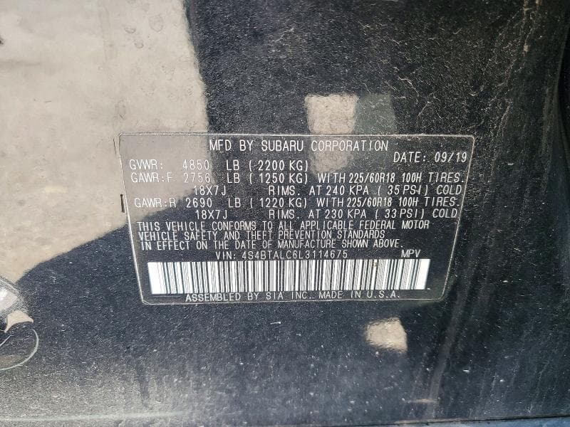 2020 SUBARU OUTBACK LIMITED 13