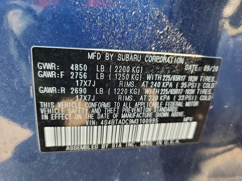 2021 SUBARU OUTBACK PREMIUM 13