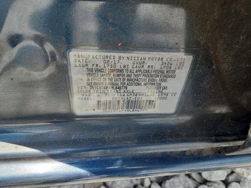 2017 NISSAN VERSA 1.6 S PLUS 1.6 S PLUS 13