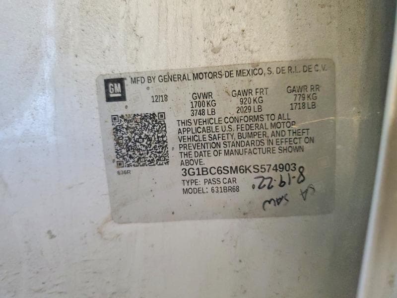 2019 CHEVROLET CRUZE LS 12