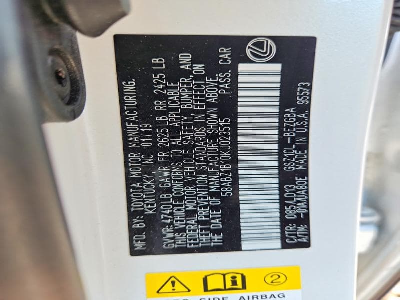 2019 LEXUS ES 350 350 12