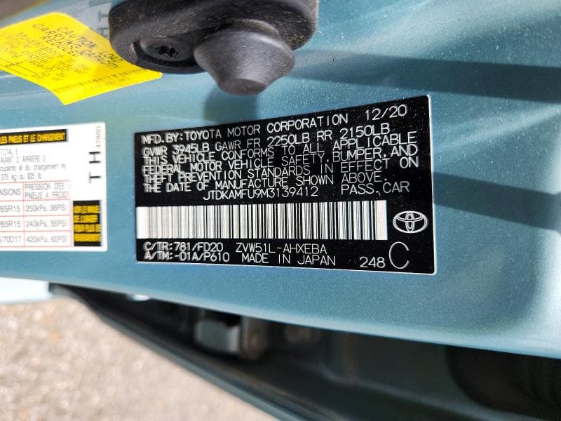 2021 TOYOTA PRIUS LE 13