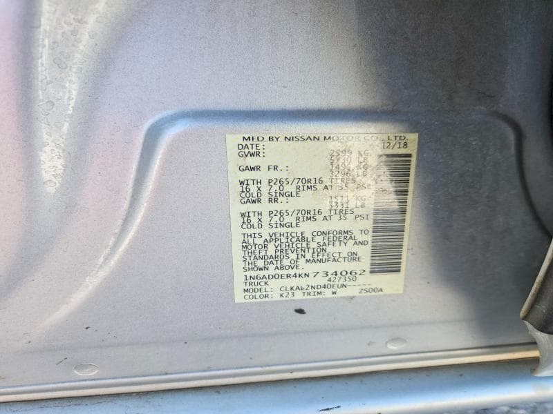 2019 NISSAN FRONTIER SV 12