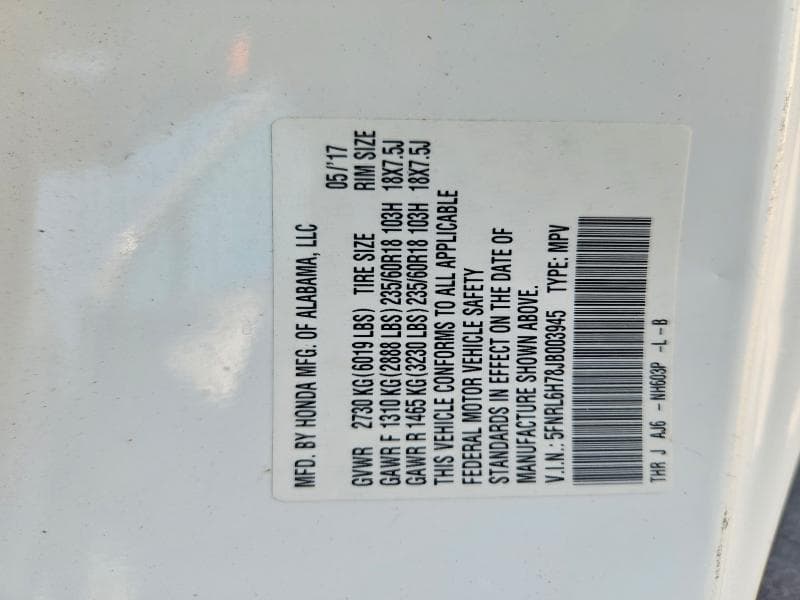 2018 HONDA ODYSSEY EXL EXL 13