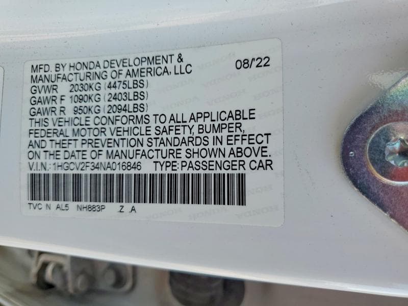 2022 HONDA ACCORD SPORT 13