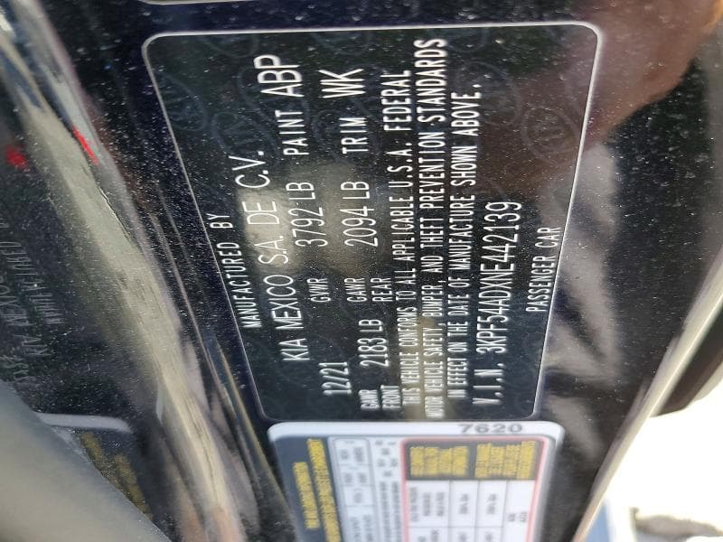 2022 KIA FORTE GT LINE 12