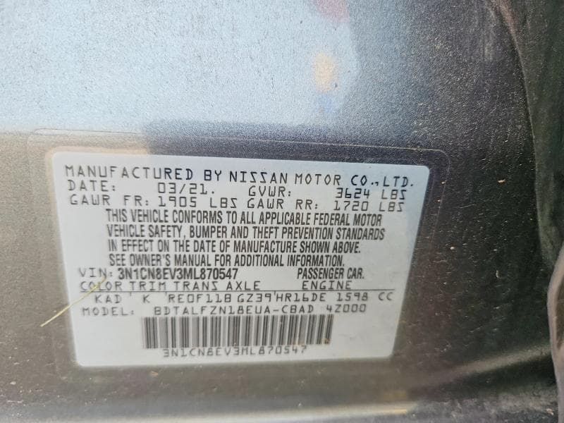 2021 NISSAN VERSA SV 12