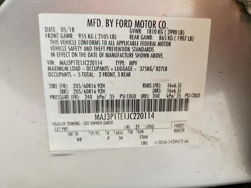 2018 FORD ECOSPORT SE 12