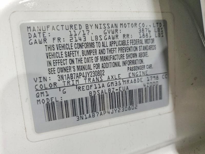 2018 NISSAN SENTRA S 12