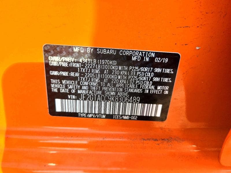 2019 SUBARU CROSSTREK PREMIUM 12