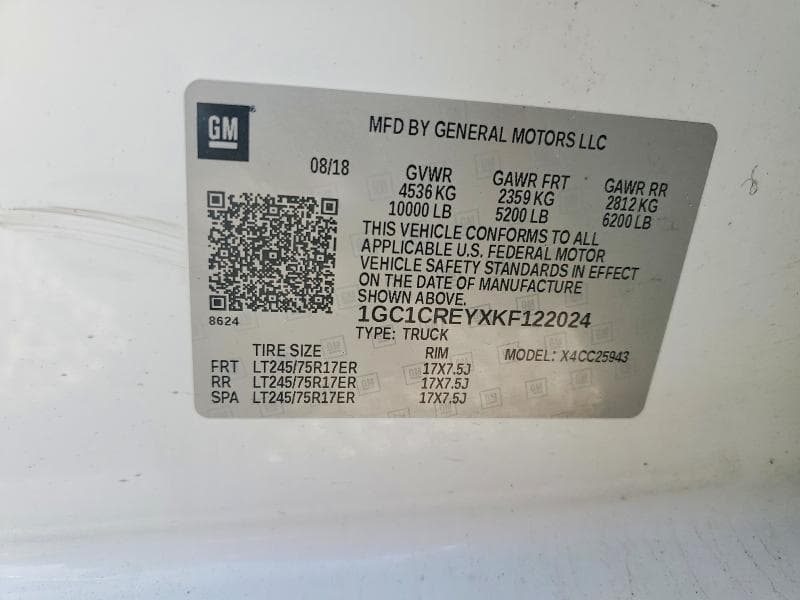 2019 CHEVROLET SILVERADO C2500 HEAVY DUTY C2500 HEAVY DUTY 12