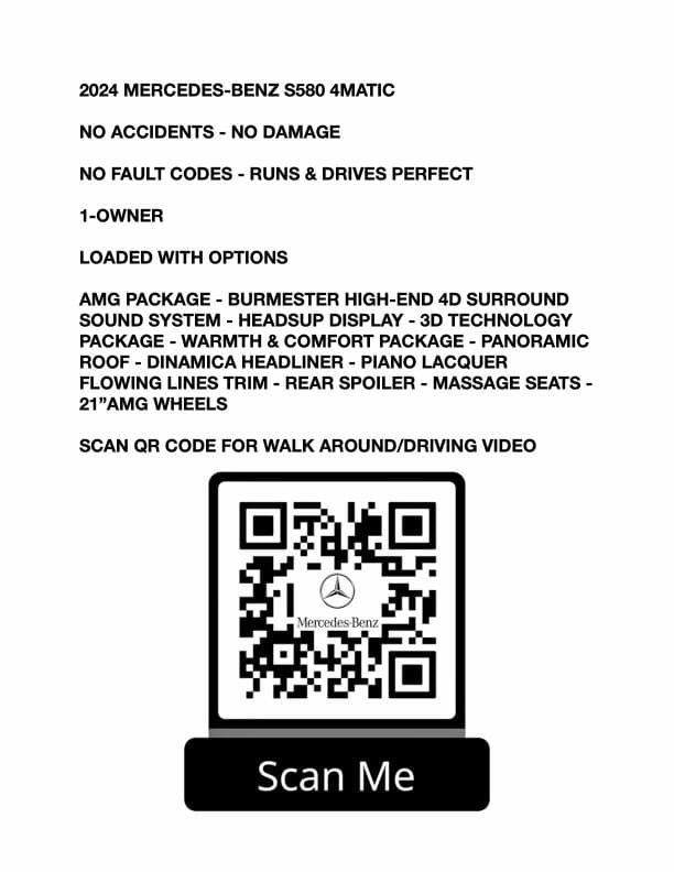 2024 MERCEDES-BENZ S 580 4MATIC 580 4MATIC 7
