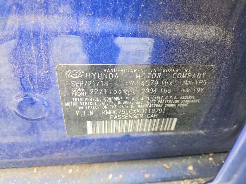 2019 HYUNDAI IONIQ SEL SEL 12