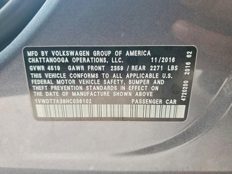 2017 VOLKSWAGEN PASSAT R-LINE 12