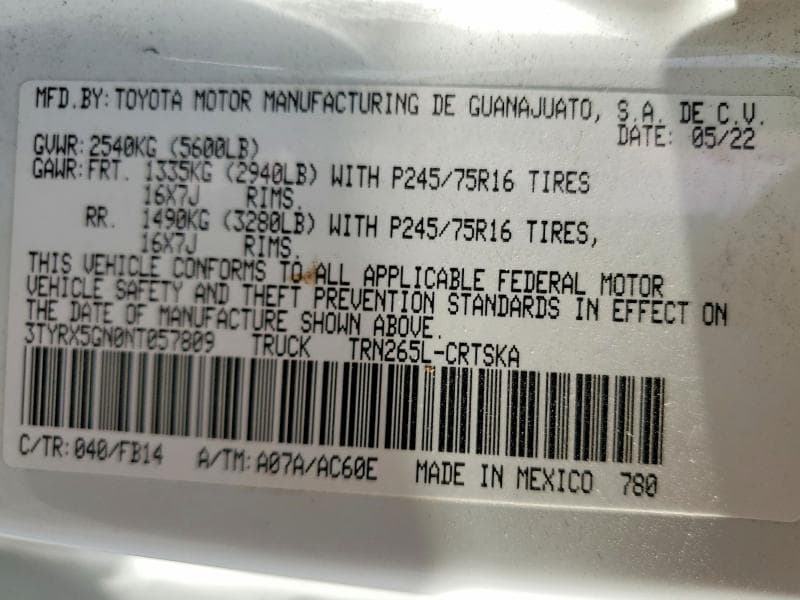 2022 TOYOTA TACOMA SR 12