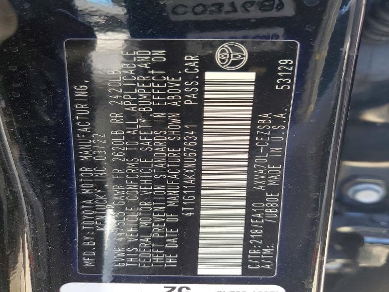 2022 TOYOTA CAMRY SE 12