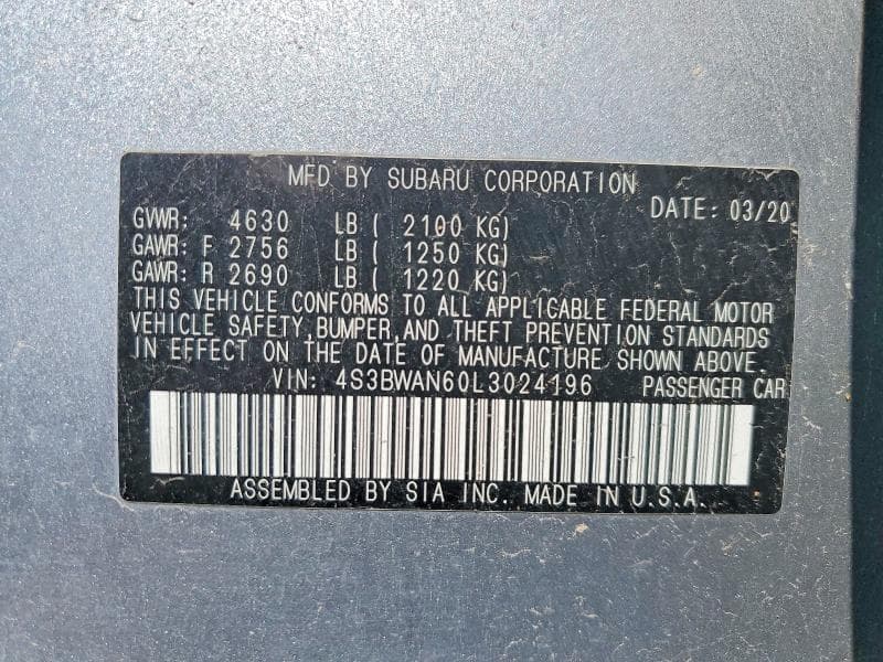 2020 SUBARU LEGACY LIMITED LIMITED 13