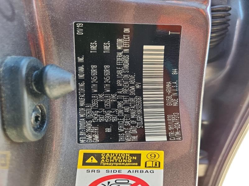 2019 TOYOTA HIGHLANDER HYBRID XLE 13