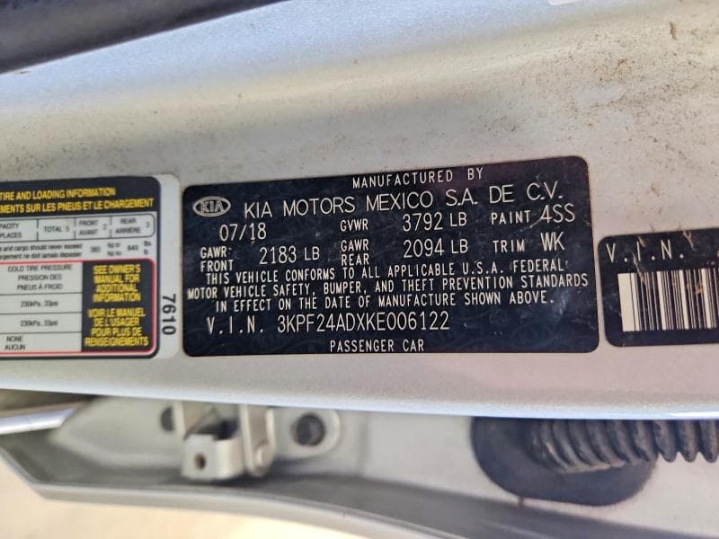 2019 KIA FORTE LXS LXS 12