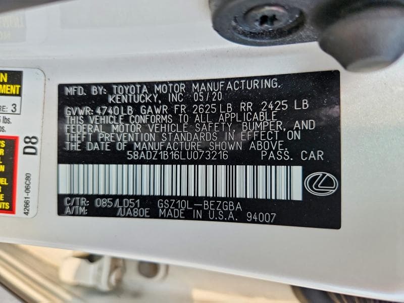 2020 LEXUS ES 350 12
