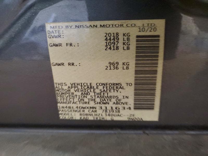 2021 NISSAN ALTIMA SV 12