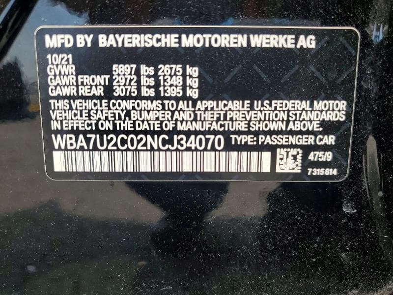 2022 BMW 750 XI 13
