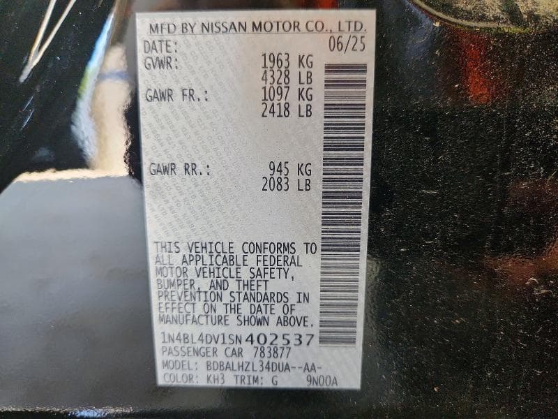 2025 NISSAN ALTIMA SV 13