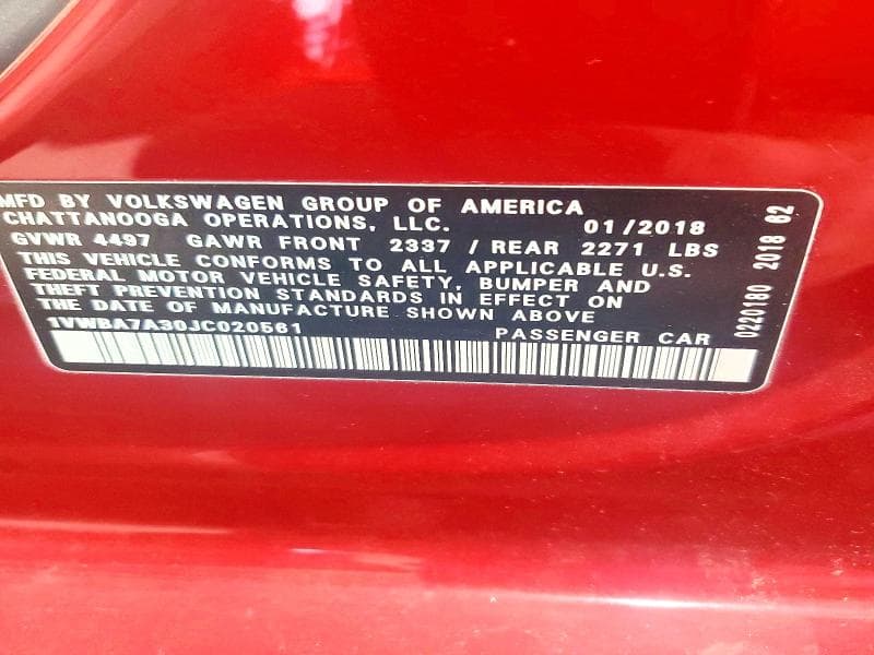 2018 VOLKSWAGEN PASSAT SE 12