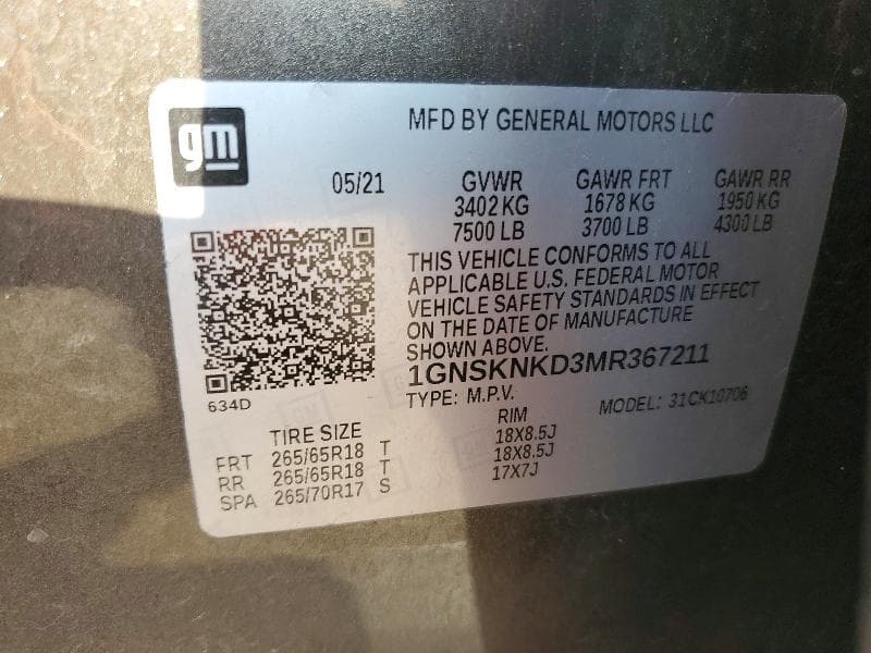 2021 CHEVROLET TAHOE K1500 LT 13