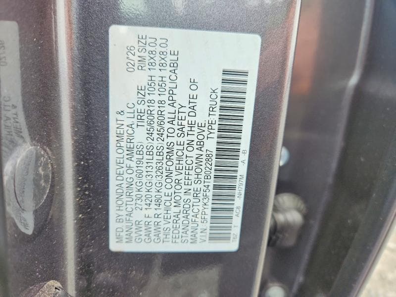 2026 HONDA RIDGELINE RTL 12