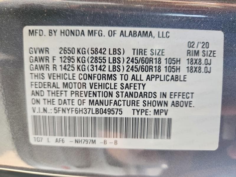 2020 HONDA PILOT EX 13