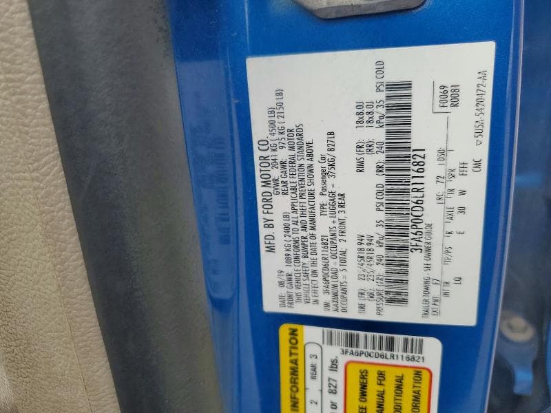 2020 FORD FUSION SEL 13