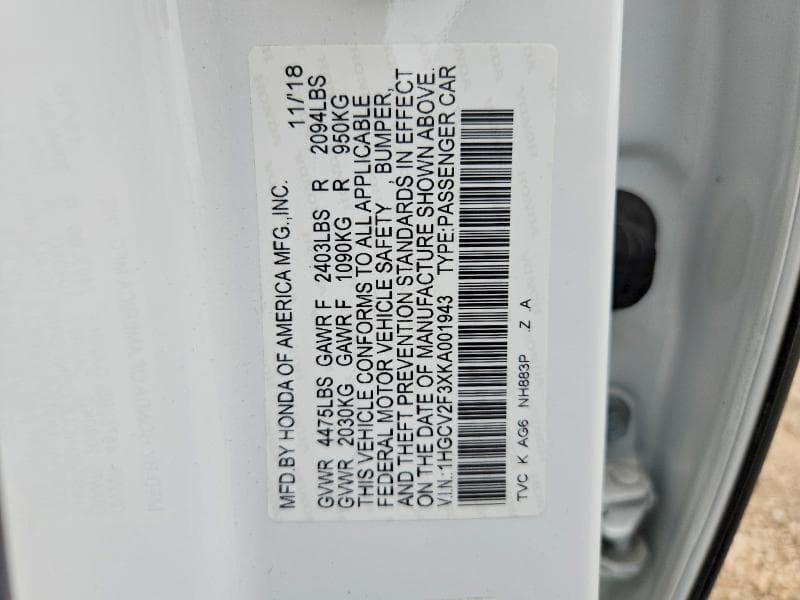 2019 HONDA ACCORD SPORT 12